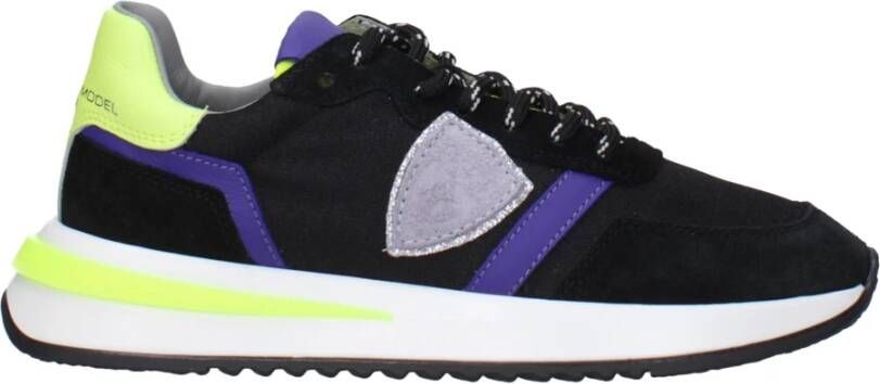 Philippe Model Zwarte Stoffen Atletische Sneakers Vintage Effect - Foto 2