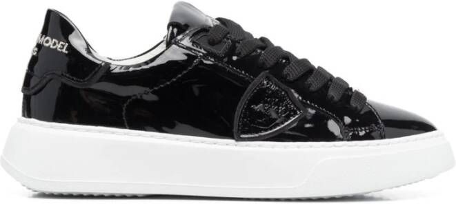 Philippe Model Zwarte Temple Sneakers met Logo Plaque Zwart Dames