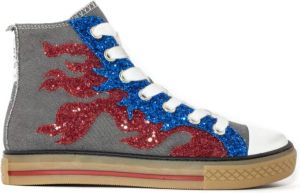 Philosophy di Lorenzo Serafini Grijze Hoge Sneakers van Canvas met Glittery F-details Grijs Dames