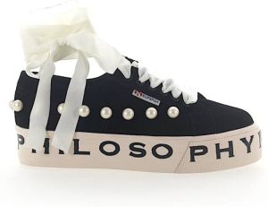 Philosophy di Lorenzo Serafini Zwarte Logo Parel Print Suède Sneaker Zwart Dames