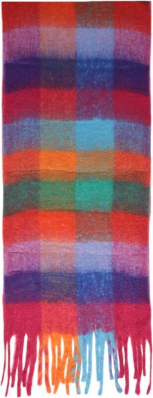 Pieces Regenboog Geruite Fringe Sjaal