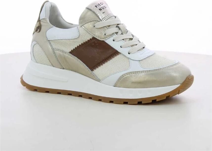 Piedi Nudi Helen 03.01 Gold Leopard Sneakers Wit Goud Leer Dames H Wit Goud - Foto 7