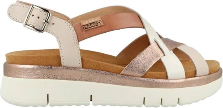 Pikolinos Beige Casual Leren Dames Sandalen Beige Dames