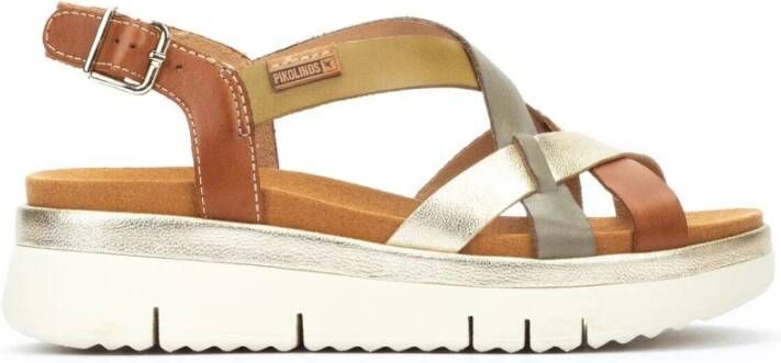 Pikolinos Bruine damessandaal Stijlvolle Palma Multicolor Dames