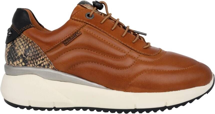 Pikolinos Bruine Damessneaker Stijlvolle Leren Schoenen