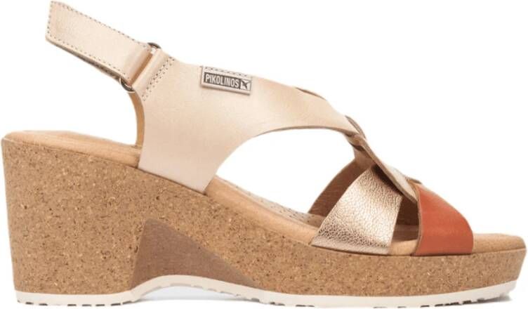 Pikolinos Comfortabele Arenales Sleehak Sandalen Beige Dames