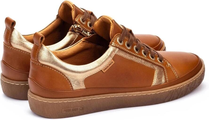 Pikolinos Bruine leren sneakers met rits en veters