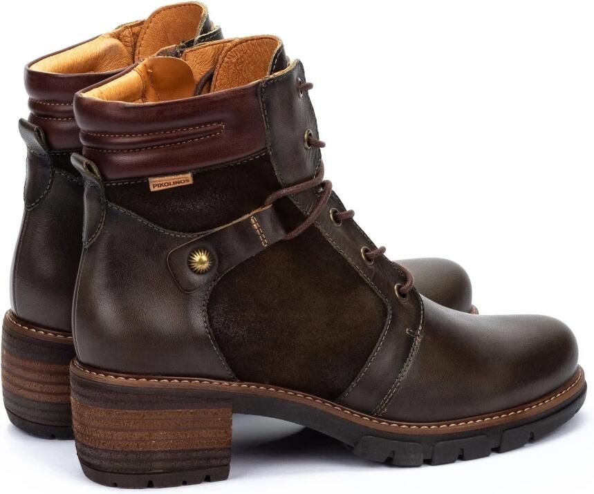 Pikolinos Groene leren enkellaarzen voor vrouwen