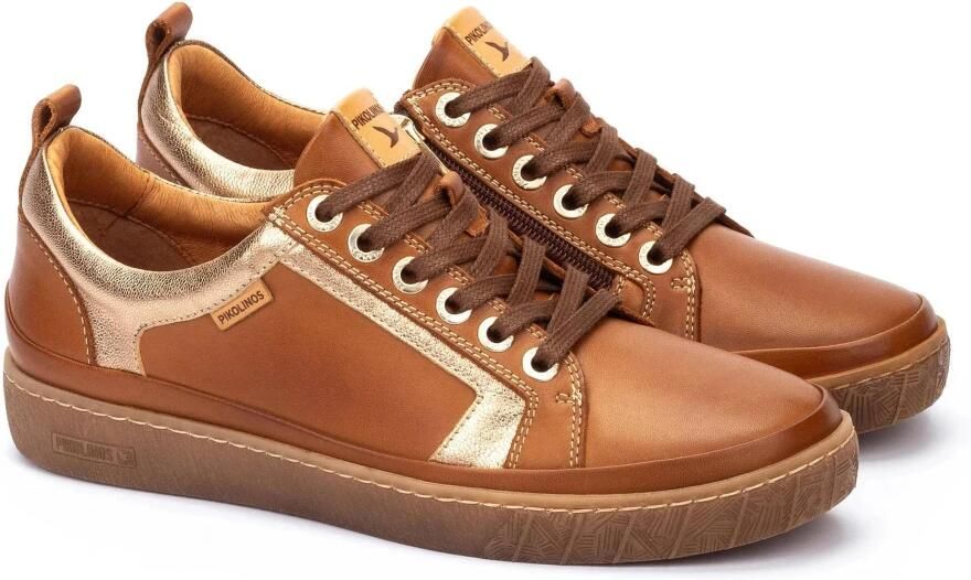 Pikolinos Bruine leren sneakers met rits en veters