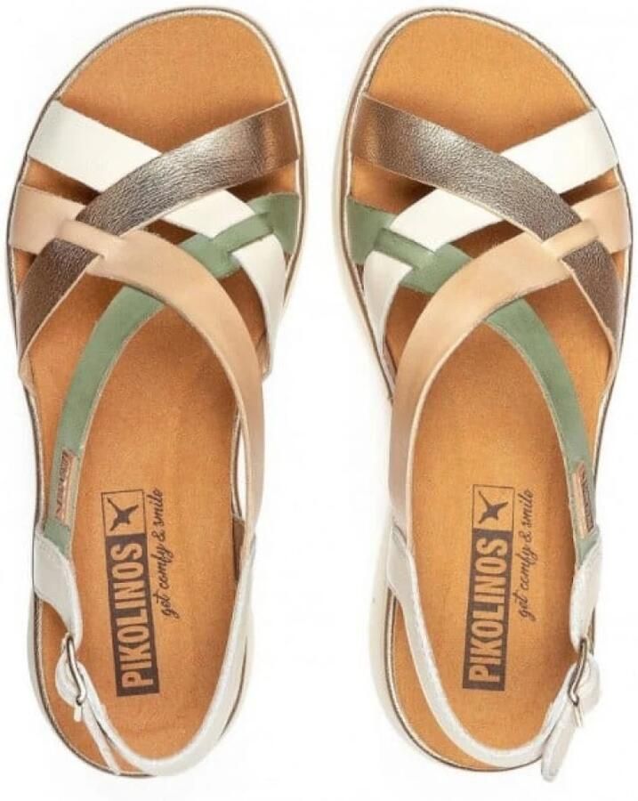 PIKOLINOS Sandaaltjes Palma zomerschoen sandaal wig hak met metallic details - Foto 3