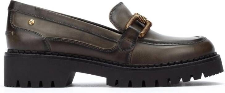Pikolinos Studded Platform Loafers Green Dames