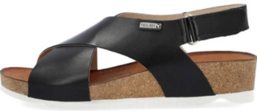 Pikolinos Zwarte sleehaksandalen voor dames