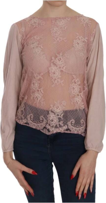 Pink Memories Roze Kant Boothals Blouse
