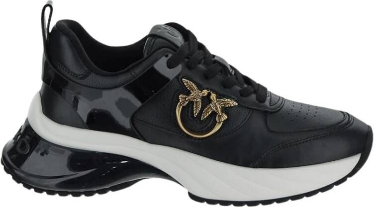 Pinko Ariel Sneakers Zwarte Rubberen Zool Black Dames