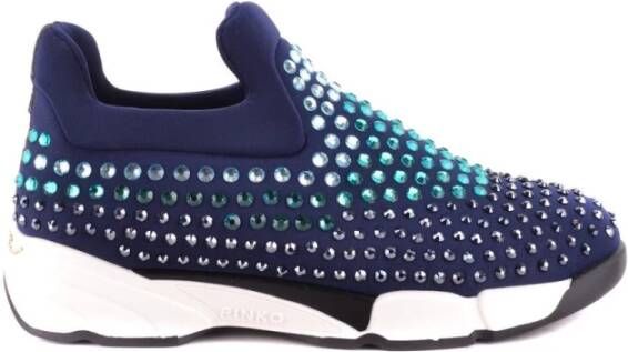 Pinko Blauwe Rhinestone Sneakers Lente Zomer