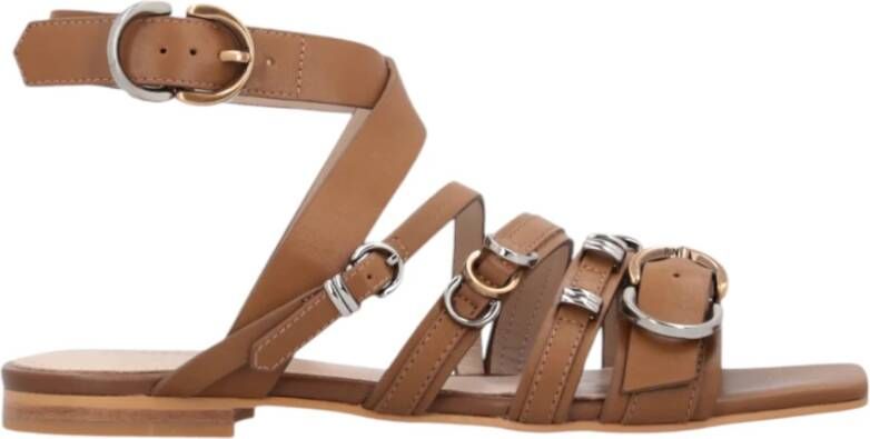 Pinko Bruine Leren Sandalen Marli 08