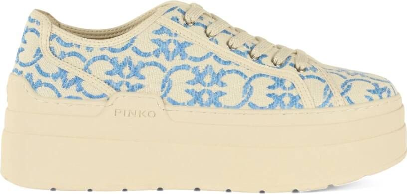 Pinko Canvas Platform Sneakers Greta 04 Blue Dames