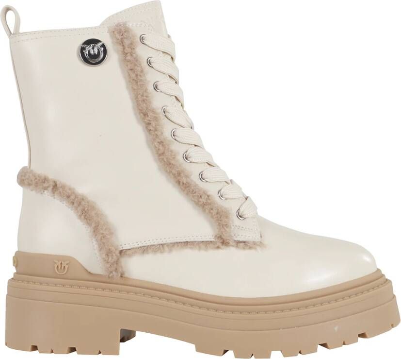 Pinko Crème Leren Teddy Inzetlaars