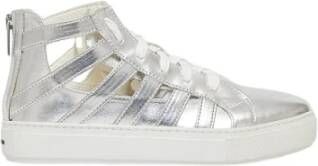 Pinko Gelamineerde Eco Leren Sneaker Gray Dames