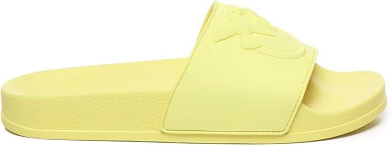 Pinko Gele rubber sandalen met logo-print
