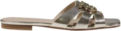pinko Gouden Leren Sandalen Lente Zomer Collectie Yellow Dames