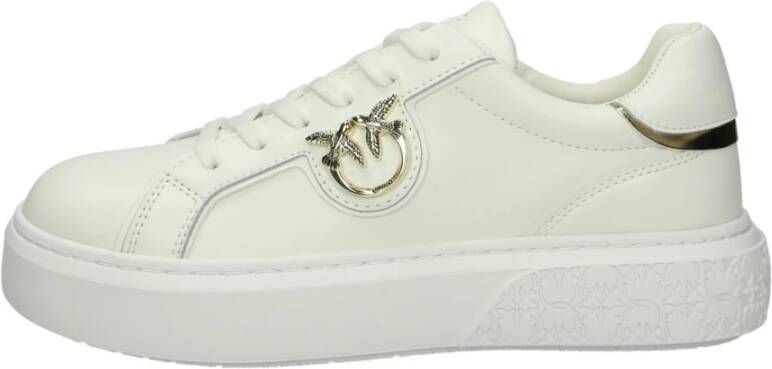 Pinko Low-Top Sneakers Panelled White Calf Leather Sneakers With Love Bir in wit - Foto 5