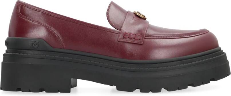 Pinko Leren loafers met ronde neus