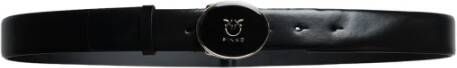 Pinko Leren riem met harslogo gesp