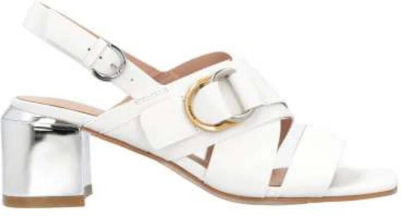 Pinko Leren sandaal met gouden hak White Dames