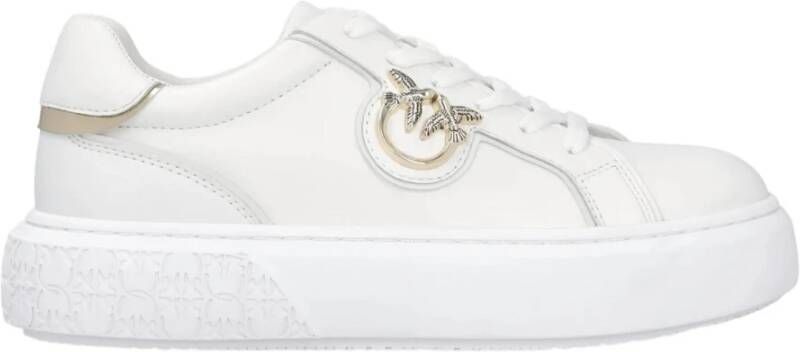 Pinko Low-Top Sneakers Panelled White Calf Leather Sneakers With Love Bir in wit - Foto 6