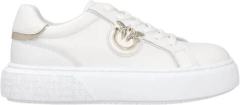 Pinko Low-Top Sneakers Panelled White Calf Leather Sneakers With Love Bir in wit
