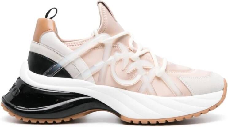 pinko Logo Sneakers in Roze en Wit Pink Dames