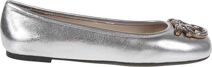 pinko Metallic Ballerina's met Love Birds Logo Gray Dames