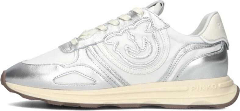 pinko Metallic Zilver Lage Sneakers Gray Dames