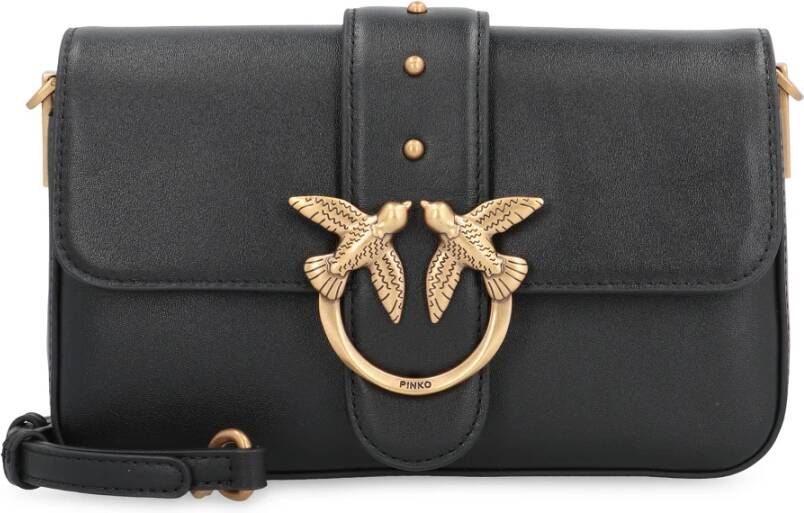 Pinko Mini Slouchy Leren Schoudertas met Love Birds Gesp