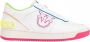 Pinko Neon Contrast Leren Basket Sneakers White Dames - Thumbnail 1