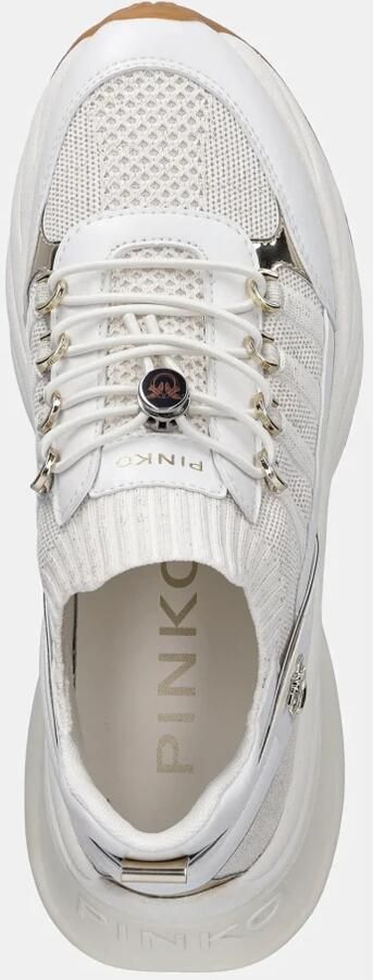 Pinko Ariel 34 Sneaker Calf Leather Knit - Foto 3