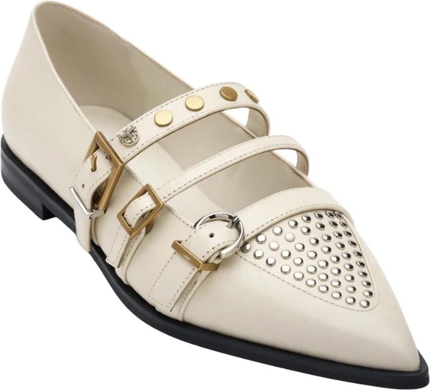 Pinko Pointed Toe Leather Shoes in beige