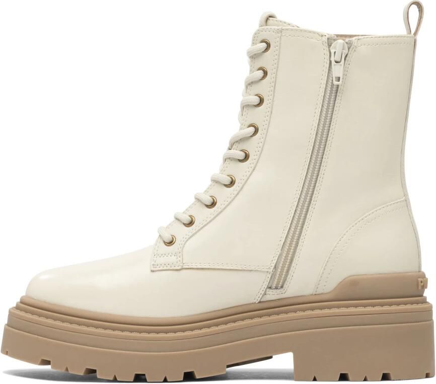 Pinko Boots Ankle-High Leather Boots With Gold Hardware Detail in wit