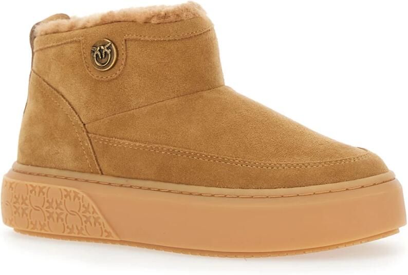 Pinko Beige Mid Sneaker Koe Suede Bont - Foto 2