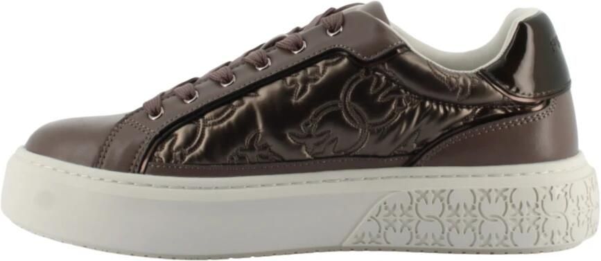 Pinko Calf Leather Monogram Nylon Sneakers