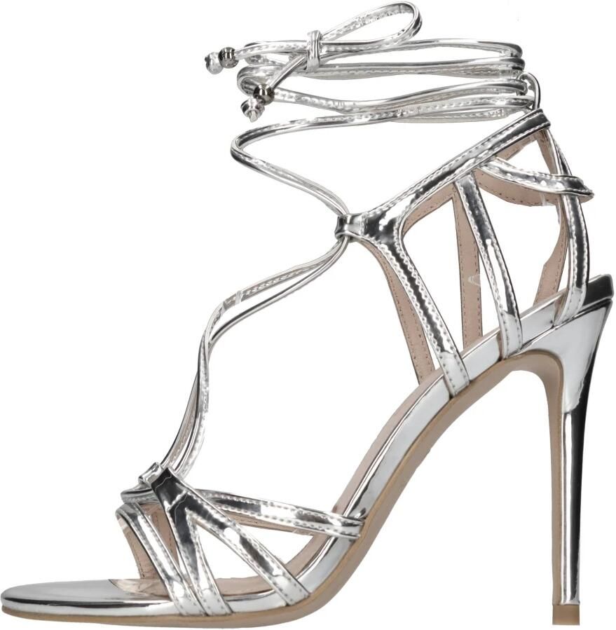 Pinko Metallic Zilveren Sandalen met Uitgesneden Details Gray Dames