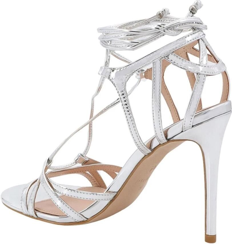 Pinko Metallic Zilveren Sandalen met Uitgesneden Details Gray Dames - Foto 3