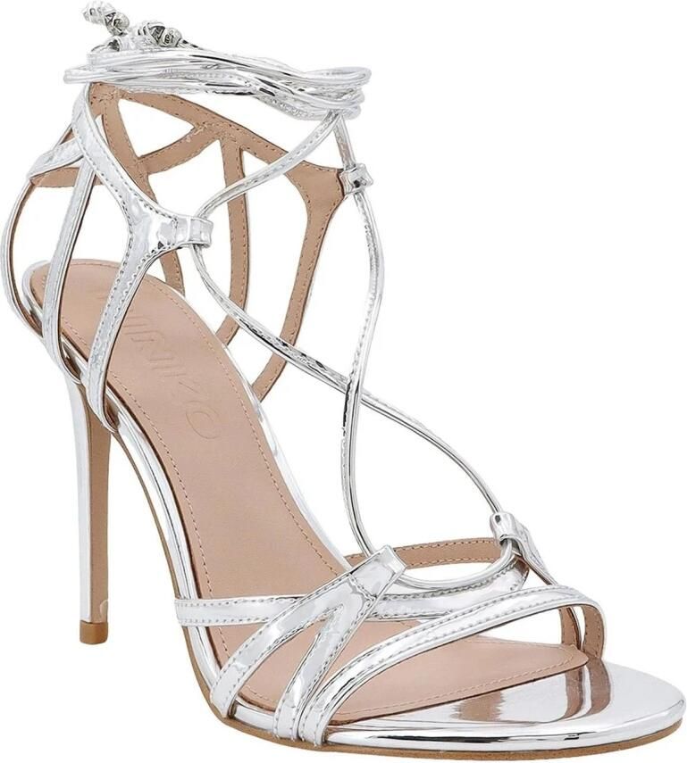 Pinko Metallic Zilveren Sandalen met Uitgesneden Details Gray Dames - Foto 5