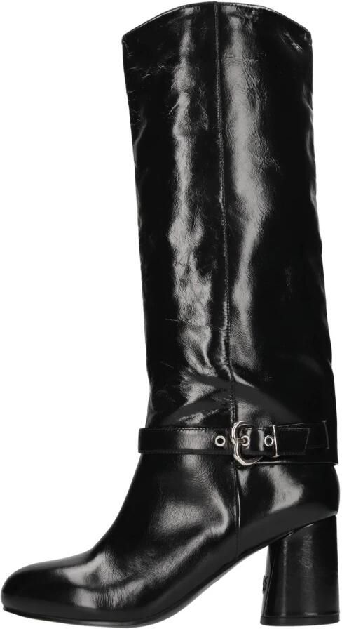 Pinko Leren gesp laarzen Black Dames