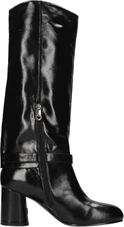 Pinko Leren gesp laarzen Black Dames - Foto 2