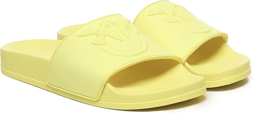 Pinko Gele rubber sandalen met logo-print