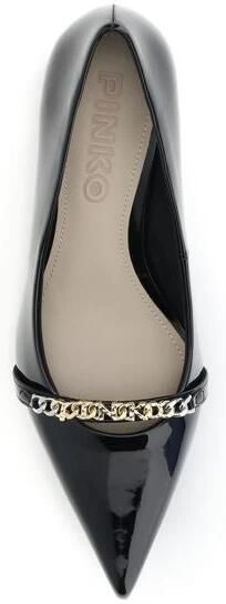 Pinko Sandalen Glossy Leather Pump With Pointed Toe And Logo Chai in zwart - Foto 2