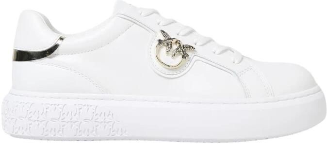 Pinko Low-Top Sneakers Panelled White Calf Leather Sneakers With Love Bir in wit - Foto 10
