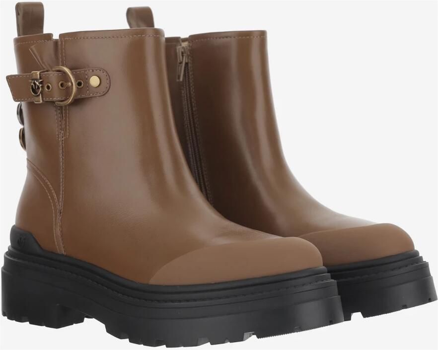 Pinko Boots Mia 21 Leather Ankle Boots in bruin